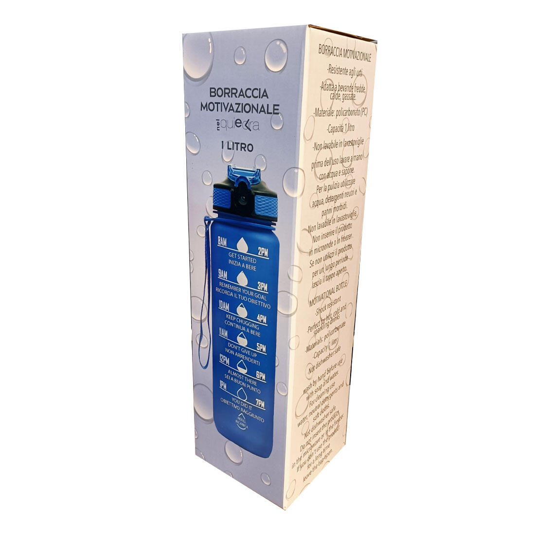 Borraccia Motivazionale 1 lt | blu | finitura soft-touch | tappo ermetico 3/3