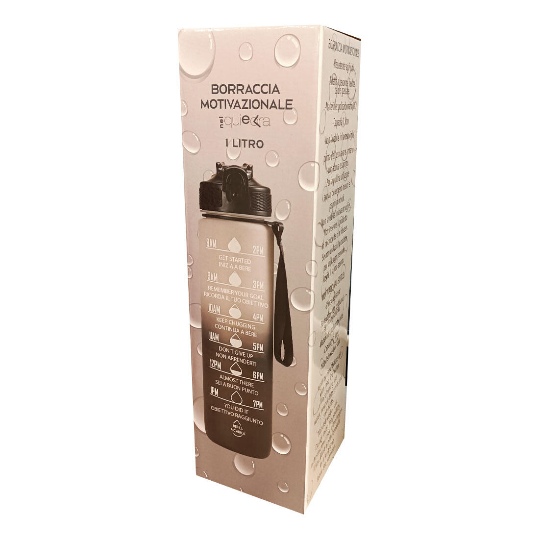 Borraccia Motivazionale 1 lt | grigia | finitura soft-touch | tappo ermetico 3/3