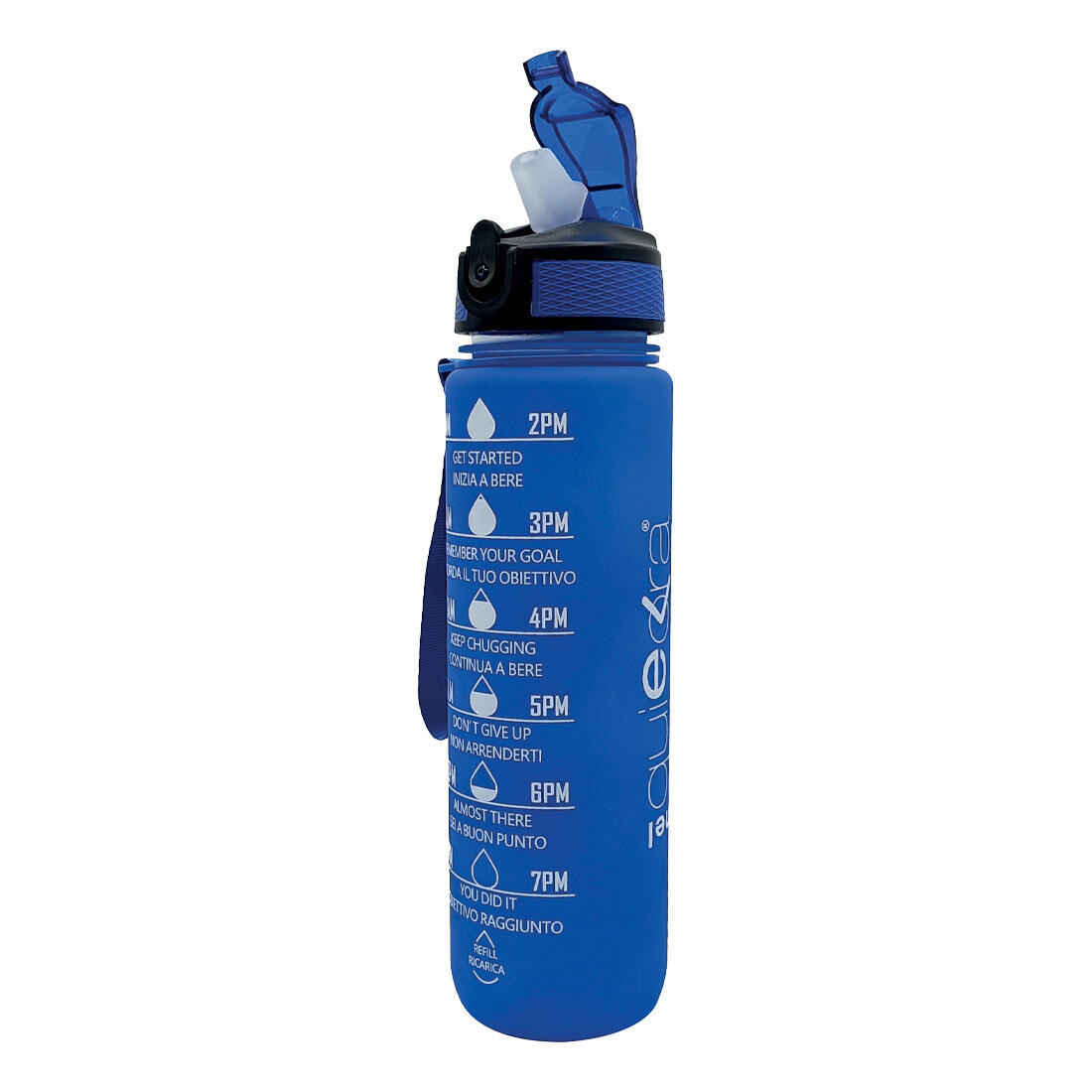 Borraccia Motivazionale 1 lt | blu | finitura soft-touch | tappo ermetico 2/3