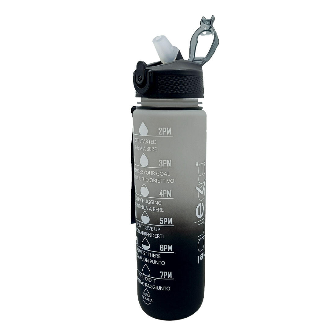 Borraccia Motivazionale 1 lt | grigia | finitura soft-touch | tappo ermetico 2/3