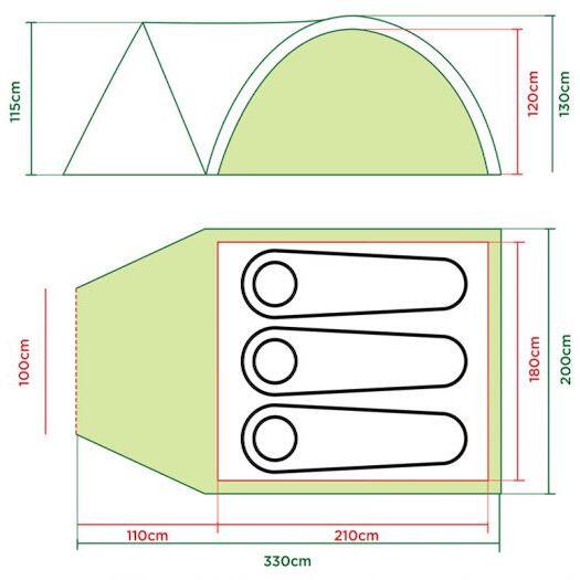 Namiot trzyosobowy Coleman Darwin 3 Plus - grey/green