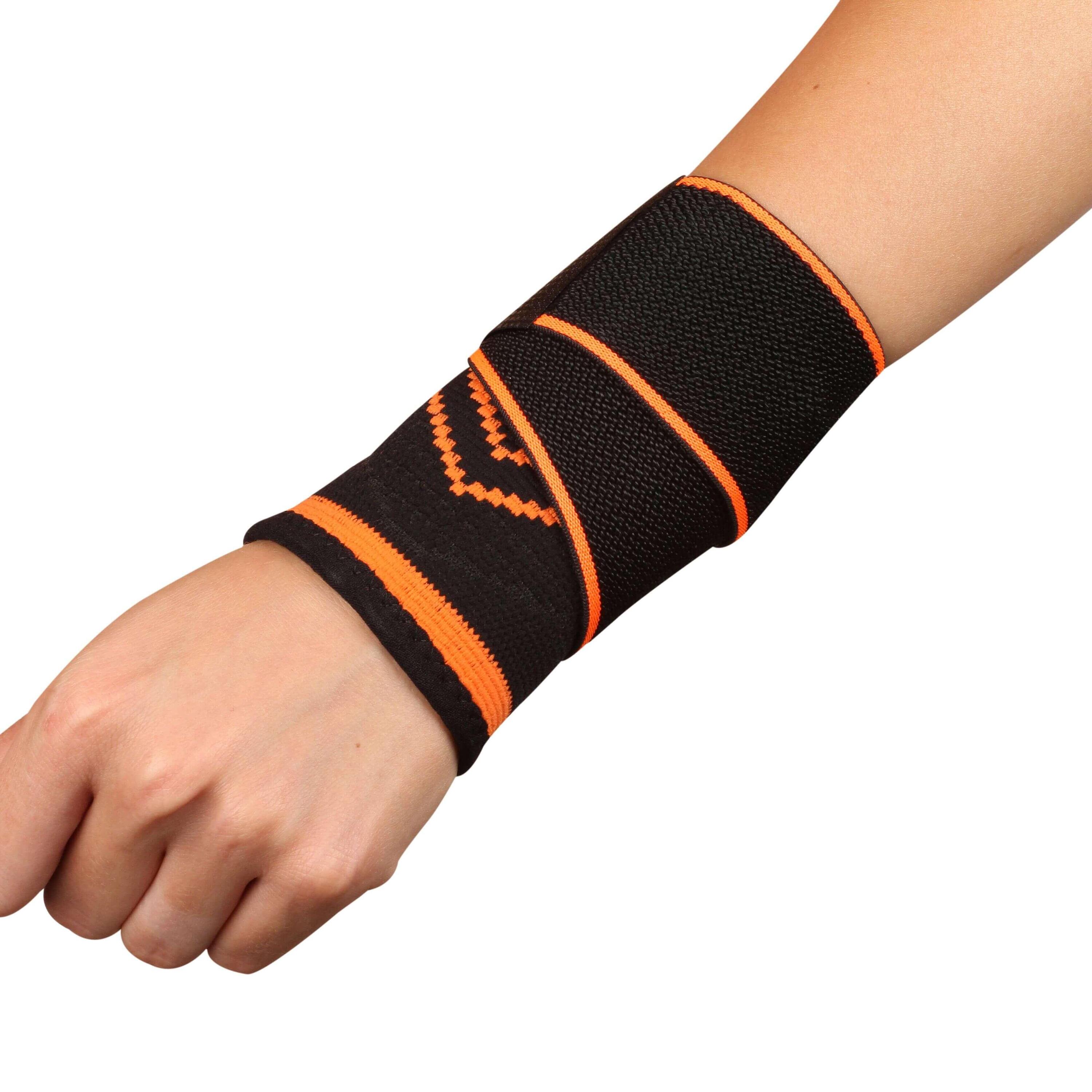 INDIGO SPORTS Suporte de Pulso Elástico com Tiras de Compressão INDIGO XL Preto-Laranja