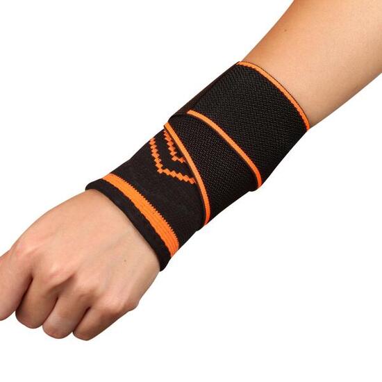 Muñequera Elástica con Correas de Compresión INDIGO Talle XL Negro-Naranja