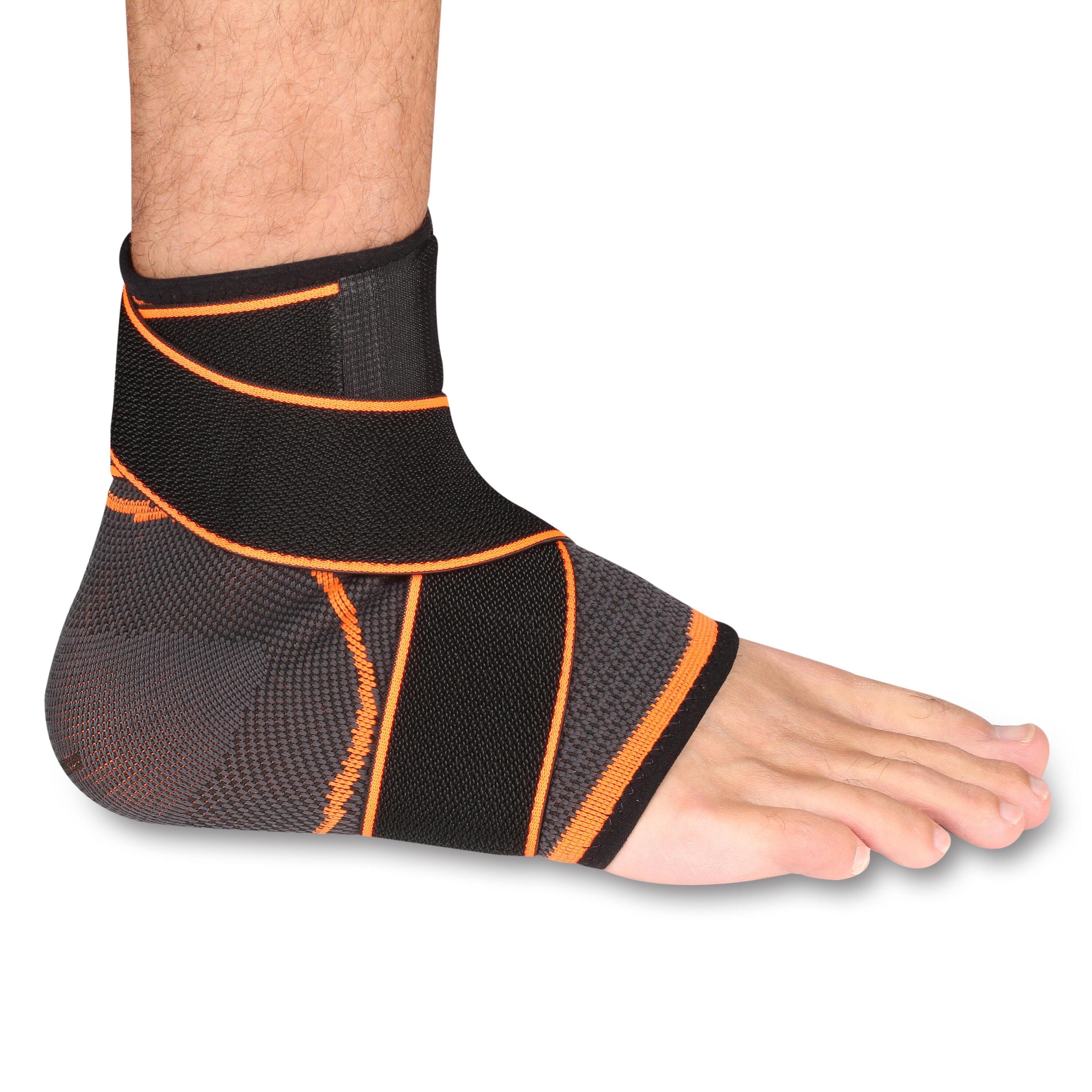 INDIGO SPORTS Suporte Elástico Para Tornozelo com Tiras de Compressão INDIGO L Preto-Laranja