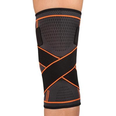 Rodillera Elástica con Correas de Compresión INDIGO Talle M Negro-Naranja