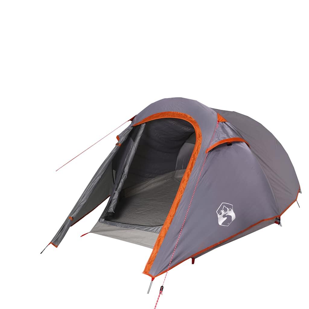 Tente tunnel VidaXL 3 personnes imperméable gris et orange 2/7