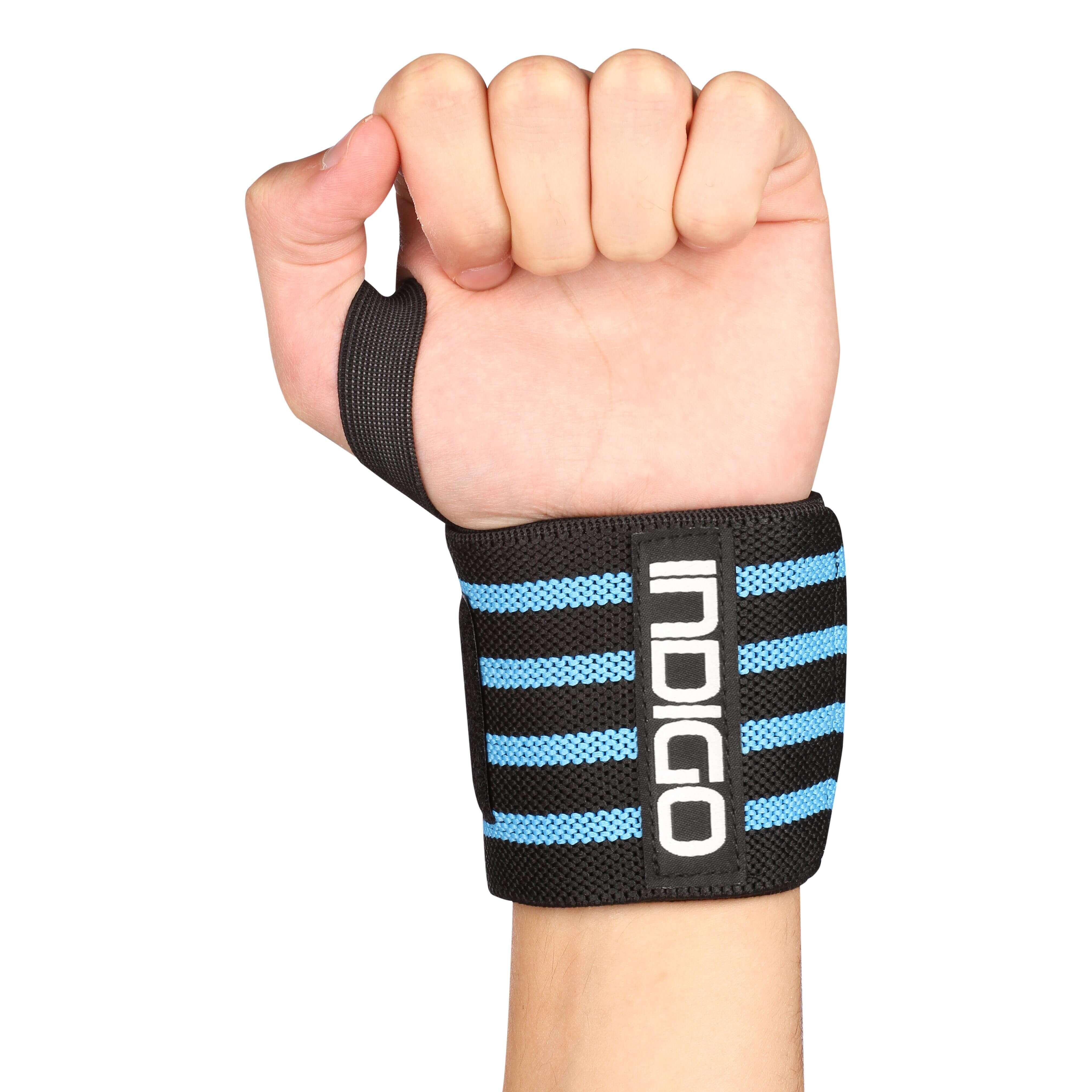 Indigo Sports - Bracelet Élastique De Levage De Poids Indigo Droit Noir-bleu - Protège-poignets - Bleu|noir - Decathlon