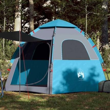 Tente de camping VidaXL 4 personnes à ouverture rapide, bleue
