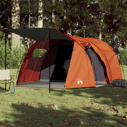 Tente de camping vidaXL 4 personnes, 2 chambres, gris et orange