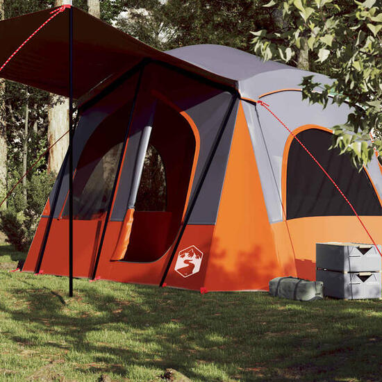VidaXL 5-persoons waterdichte tent grijs en oranje