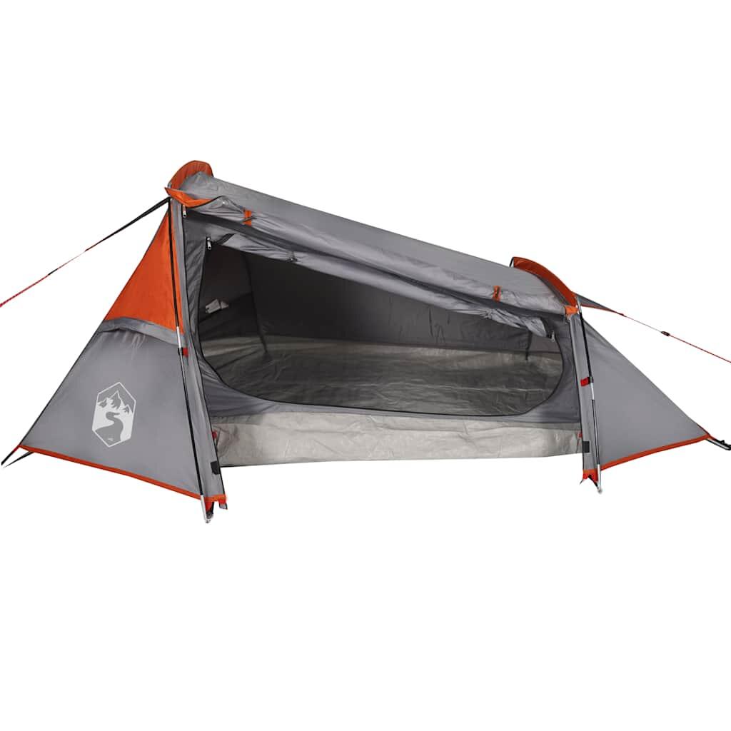 Vidaxl Tente Tunnel 2 Personnes Étanche Gris et Orange 2/7