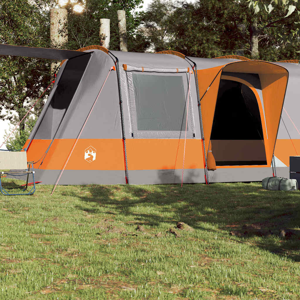 Tienda de túnel Vidaxl de 4 personas - Impermeable en gris y naranja 3/7