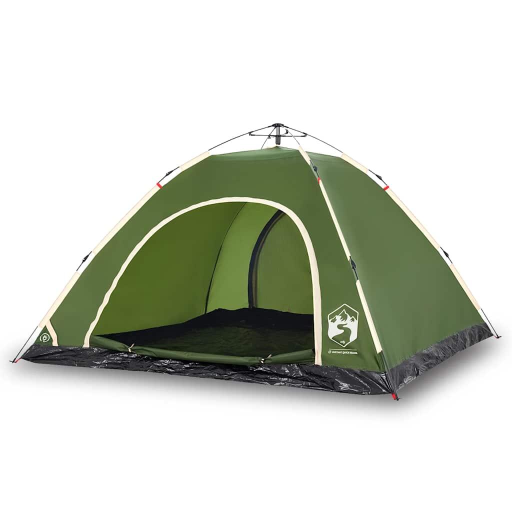 Vidaxl tienda de 5 personas con liberación rápida en verde 2/7