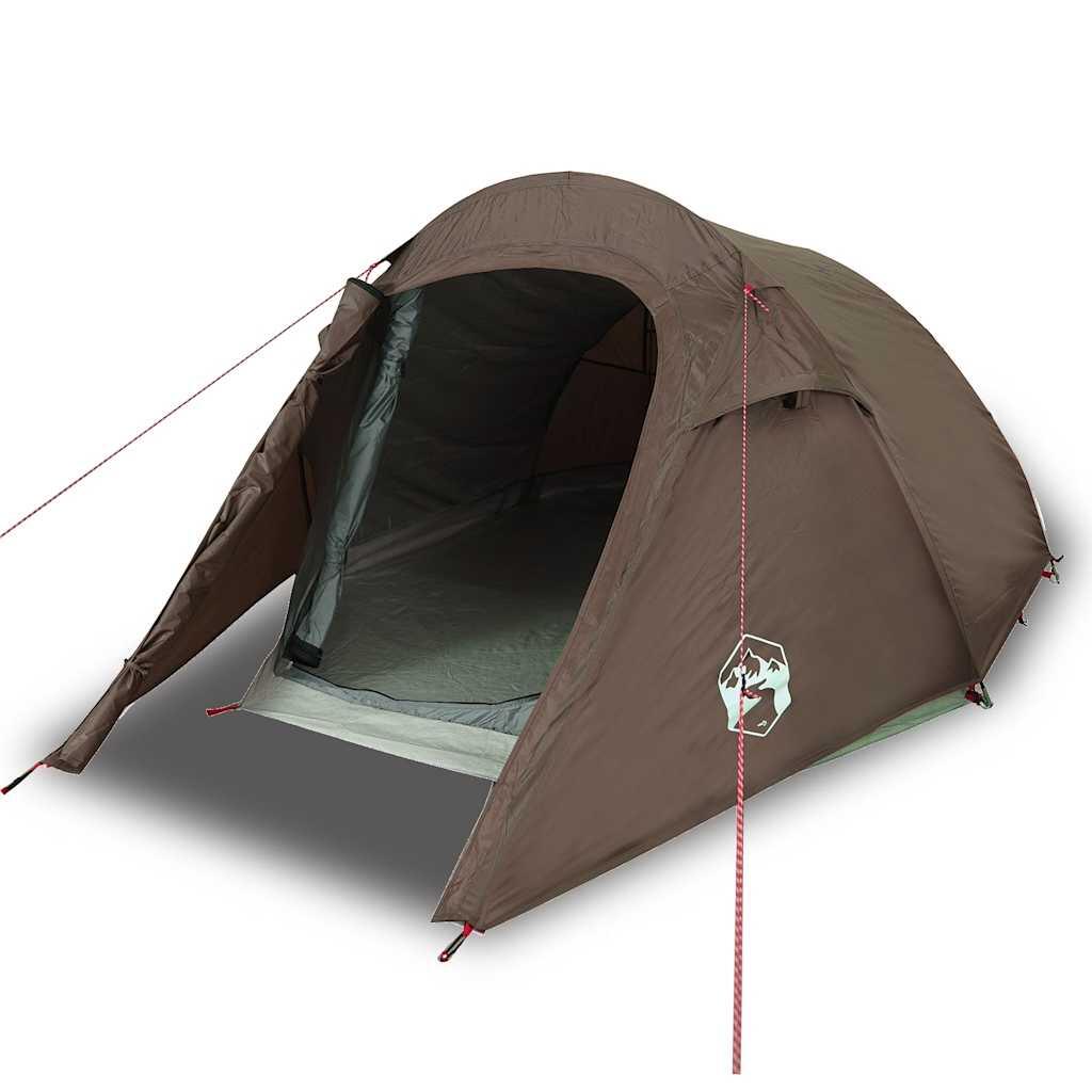 Tienda túnel VidaXL para 2 personas impermeable, marrón 2/7