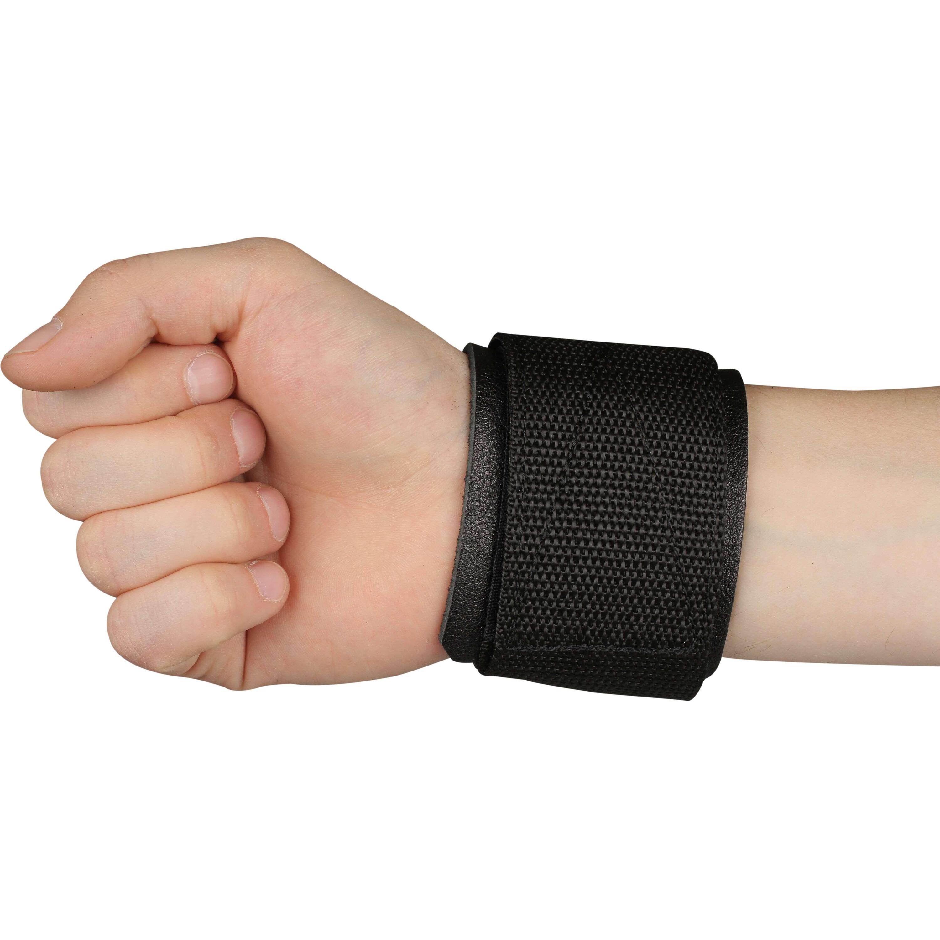 Muñequera de Cuero Reforzada con Ajuste de Velcro INDIGO 1 Unidad 8*6,5 cm Negro 2/4