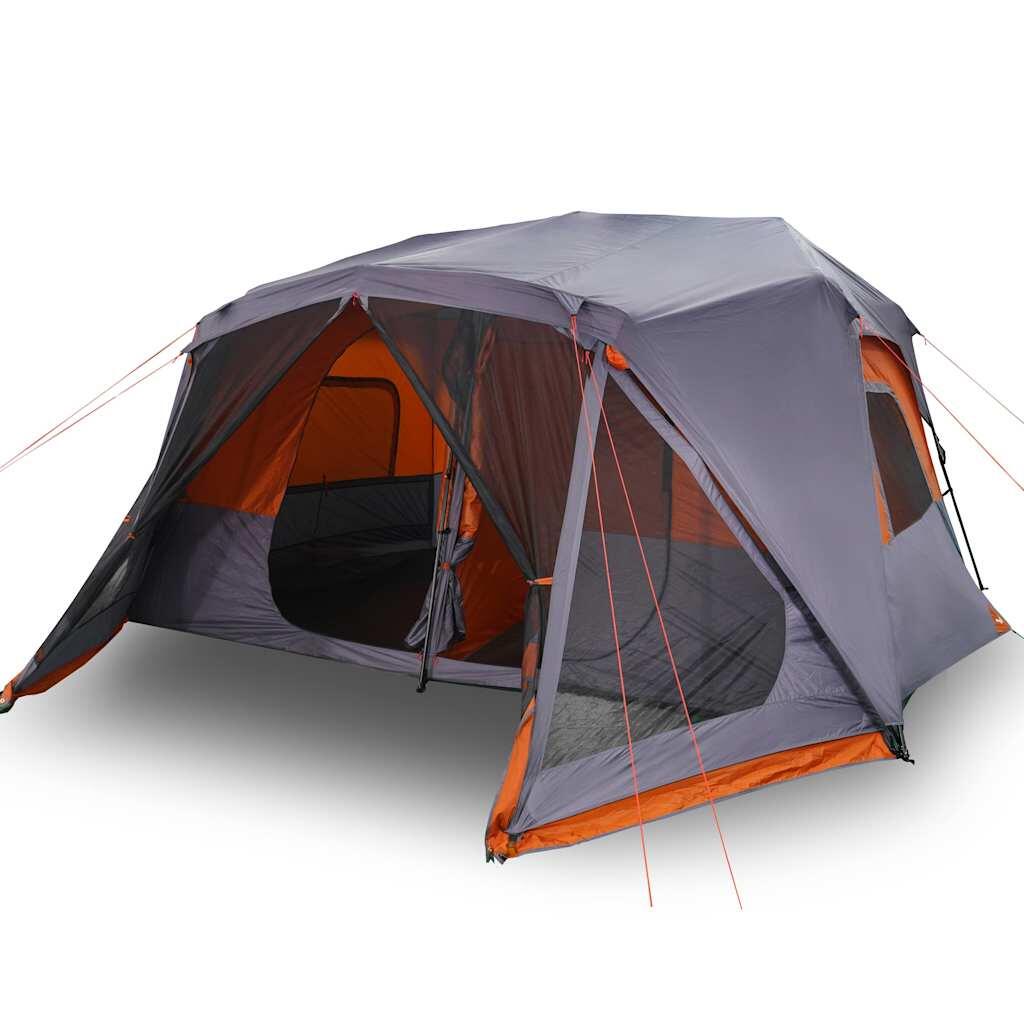 VidaXL Tente 10 Personnes - Étanche et Montage Rapide en Gris et Orange 2/7