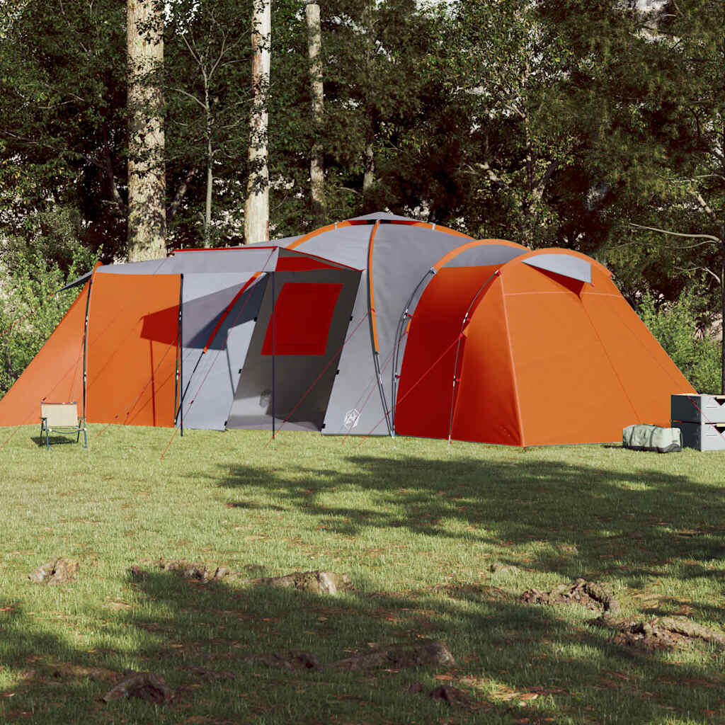 Tienda de Cúpula VidaXL para 12 Personas - Impermeable Gris y Naranja 3/7