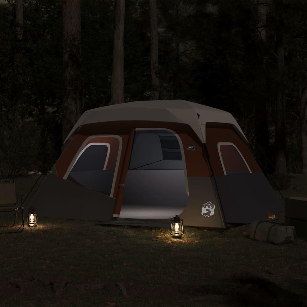 Tente VidaXL 6 Personnes avec Éclairage LED - Gris Clair et Orange 3/7