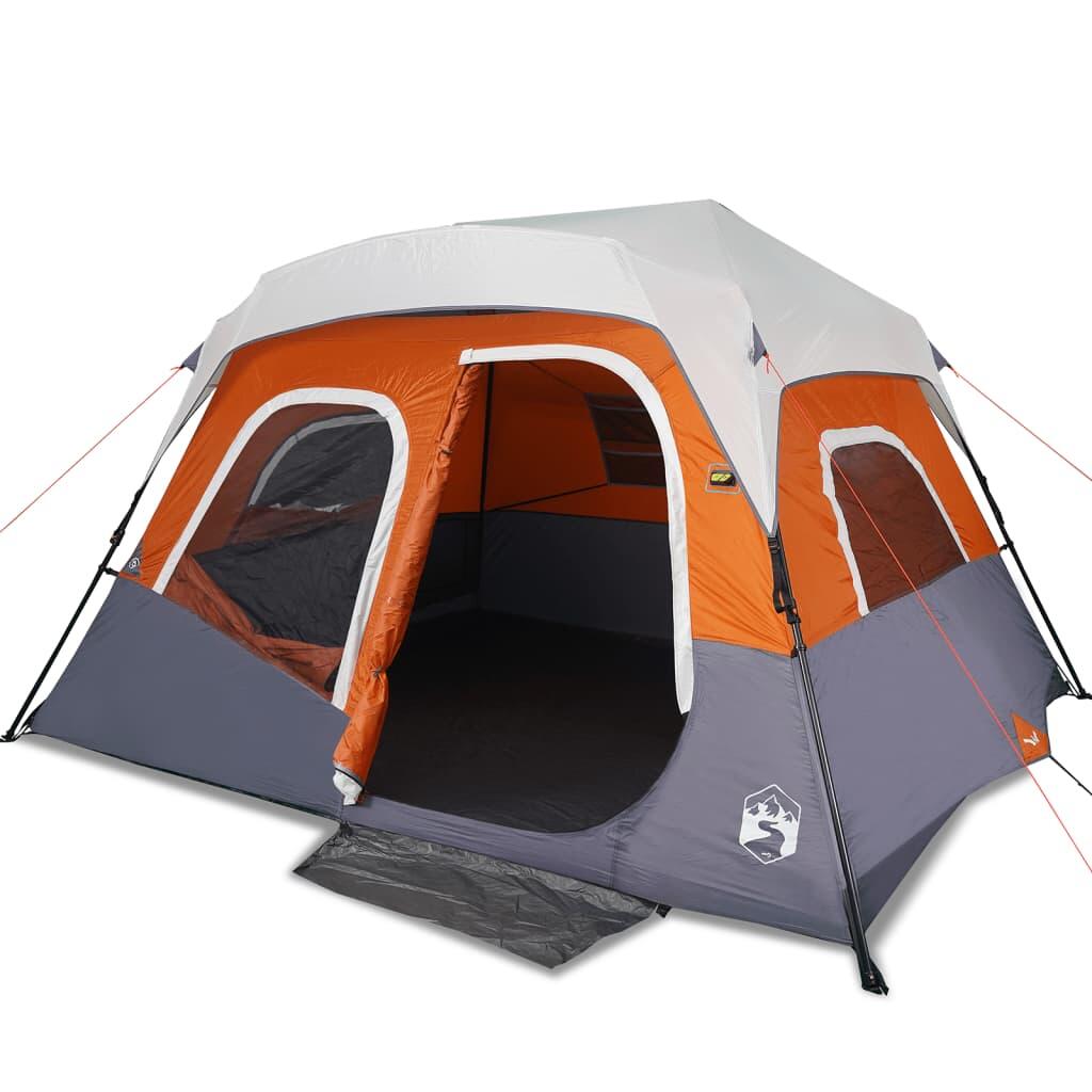 Tente VidaXL 6 Personnes avec Éclairage LED - Gris Clair et Orange 2/7