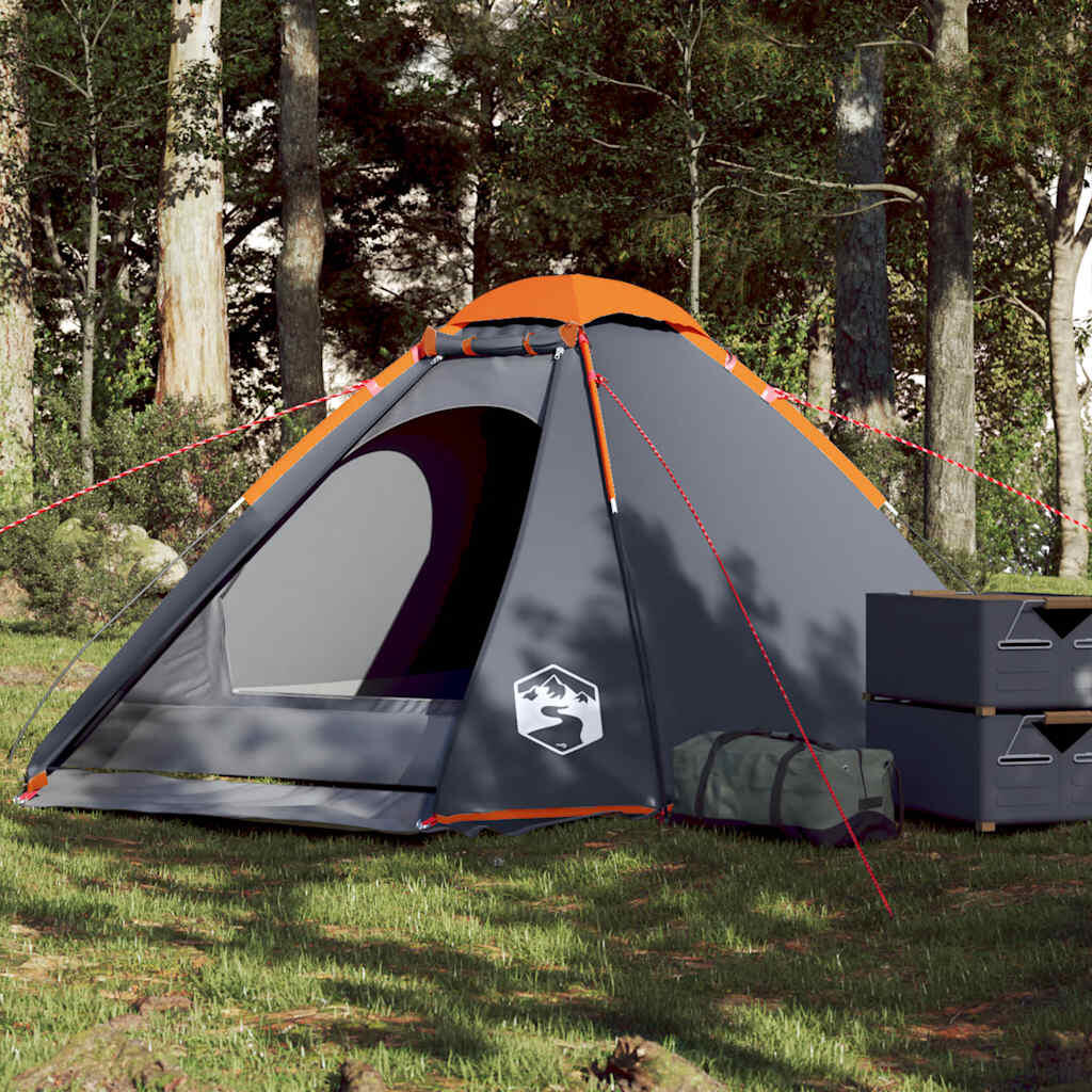 Vidaxl - Vidaxl Tente Dome 4 Personnes Étanche En Gris Et Orange - Tente - Gris|incolore|jaune|orange - 4 Places - Decathlon
