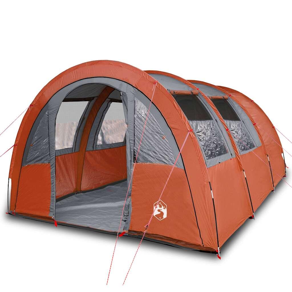 Tente de camping vidaXL Tunnel 4 personnes grise et orange 2/7