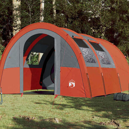 Tente de camping vidaXL Tunnel 4 personnes grise et orange