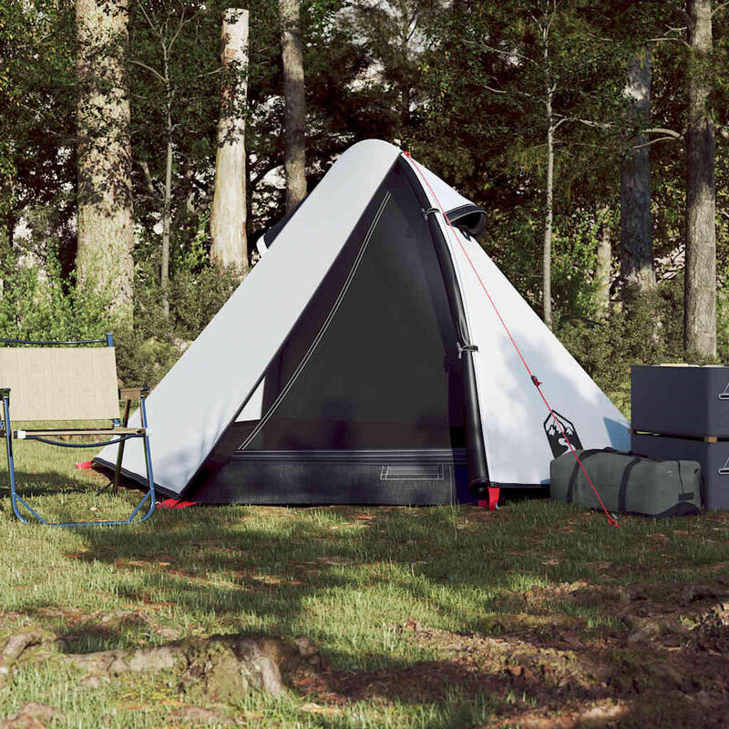 VidaXL Tente Dôme 2 Personnes - Tissu Imperméable et Occultant en Blanc