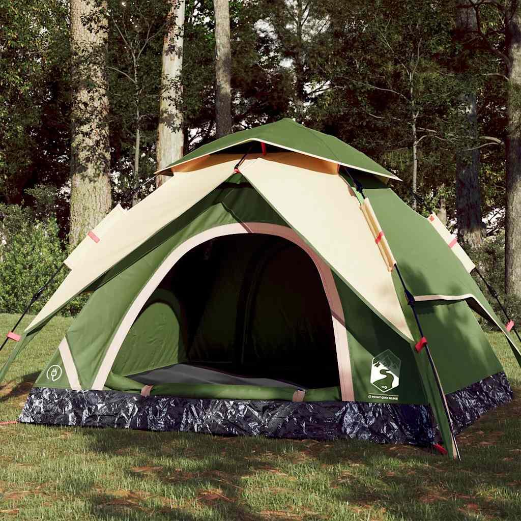 Vidaxl - Vidaxl Tente Dôme 3 Personnes Avec Libération Rapide Verte - Tente - Incolore|vert - 3 Places - Decathlon
