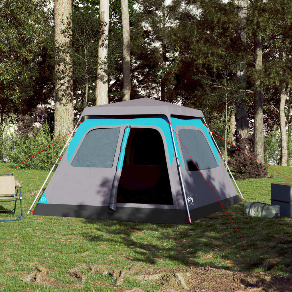Tente dôme VidaXL 4 personnes ouverture rapide bleu 3/7