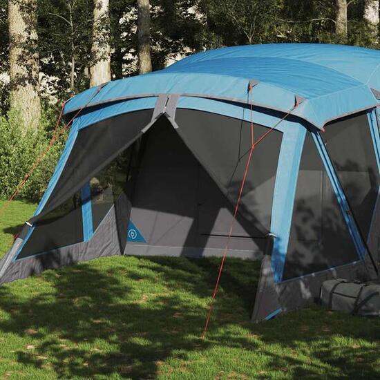 Tente VidaXL 4 personnes imperméable avec auvent, bleue