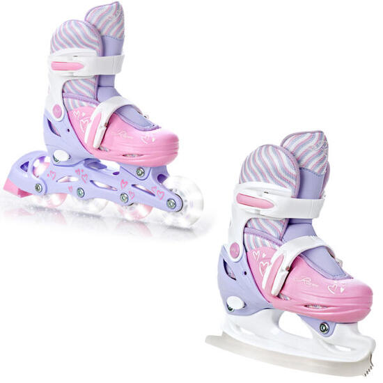 Rolki Łyżwy Figurowe Regulowane 2w1 Raven Loret Świecące Kółka LED