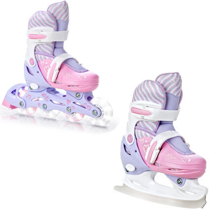 Rolki Łyżwy Figurowe Regulowane 2w1 Raven Loret Świecące Kółka LED