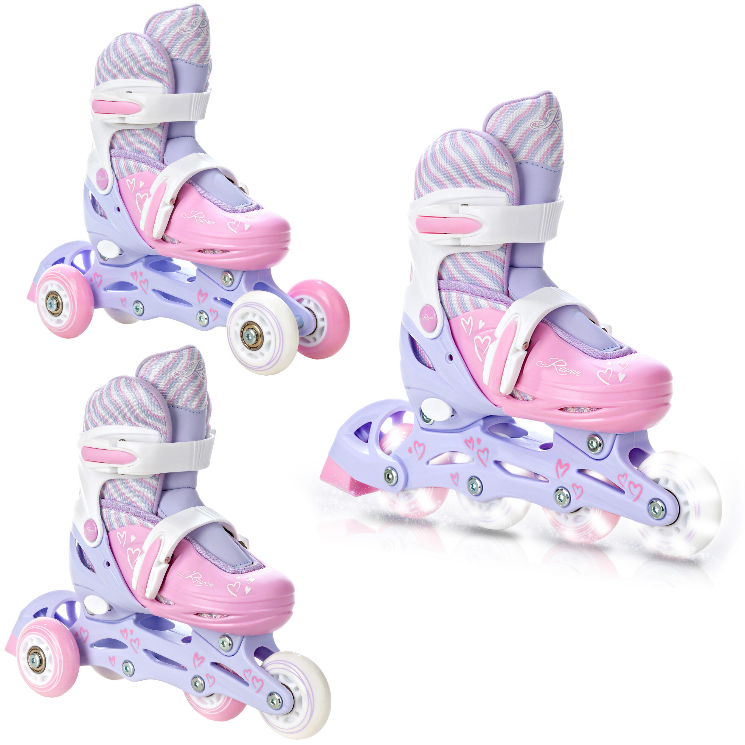 RAVEN Pattini a rotelle regolabili 3in1 ruote luminose Loret