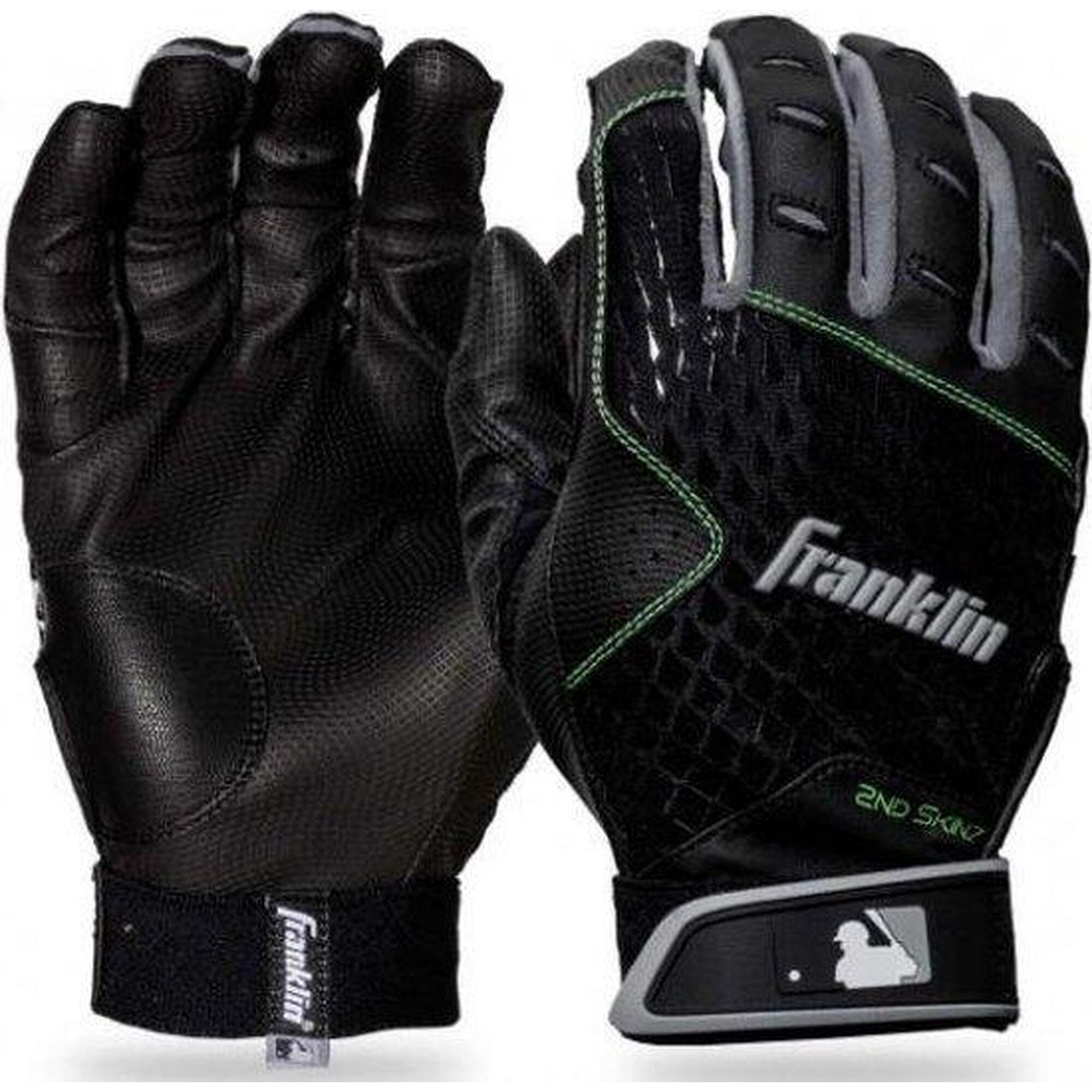 Guantes de bateo de béisbol - Softball - 2ND-SKINZ - (negro) - Adulto Pequeño