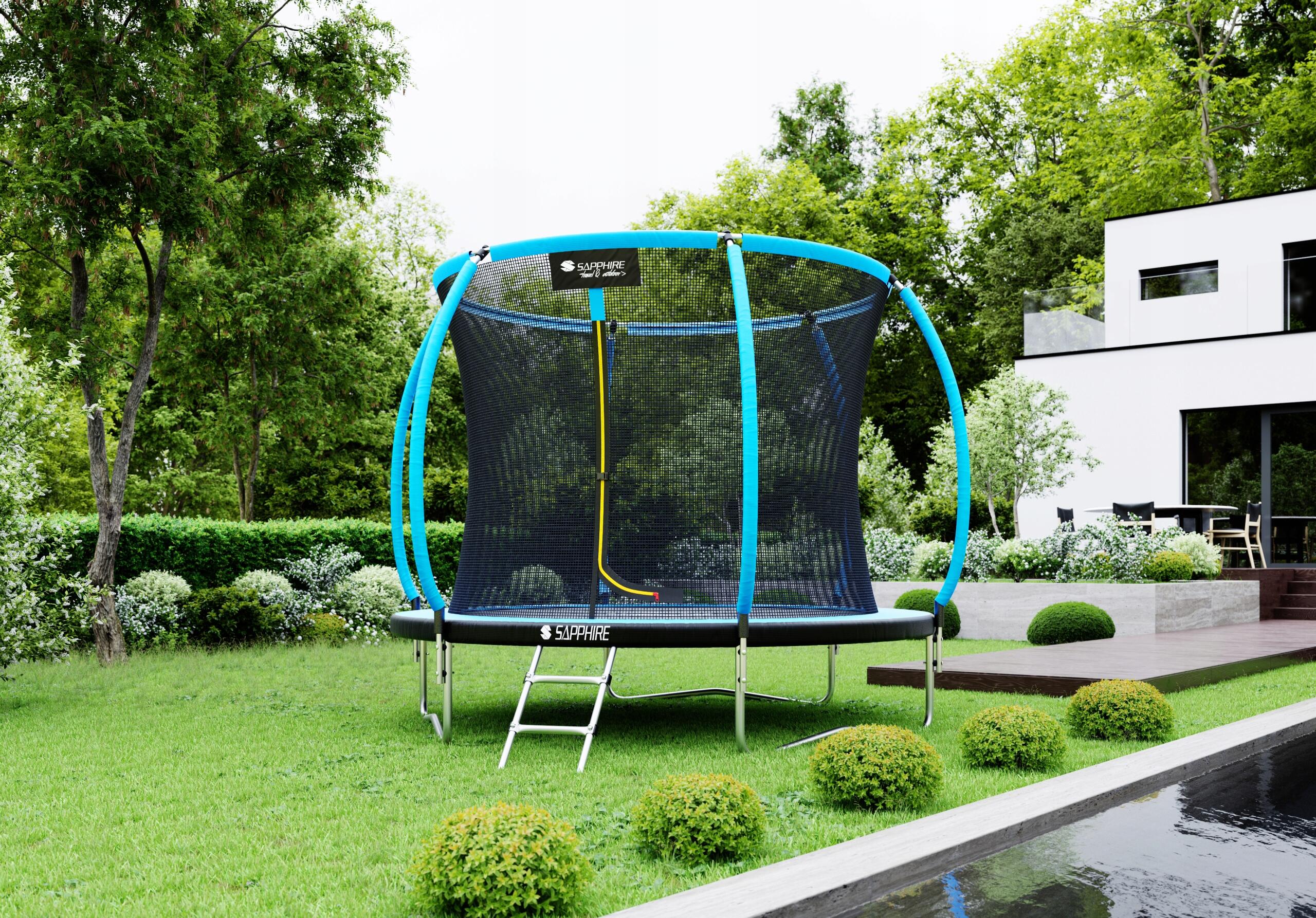 Trampolina Sapphire ST-8080W 8FT 252 cm z siatką wewnętrzną drabinka 7/7