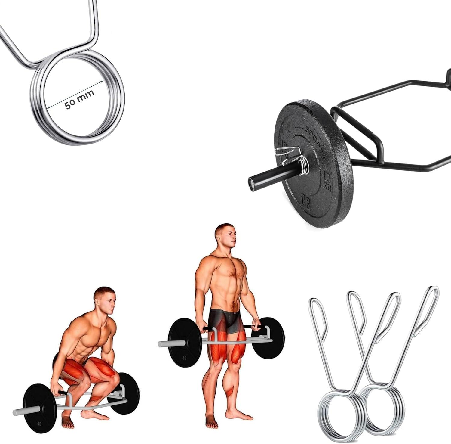 Barre Olympique Hexagonale SELEWARE – Pour Haltères 2", Manchons Pleins, Poignées, Capacité 362 Kg – Deux Positions De Préhension