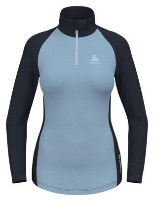 Baselayer Women Odlo 1/2 Zip Performance Wool 150 Blau