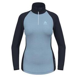 Baselayer Femme Odlo 1/2 Zip Performance Wool 150 Bleu