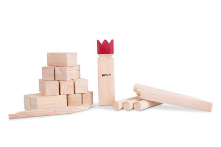 Jeu Kubb original avec le roi rouge