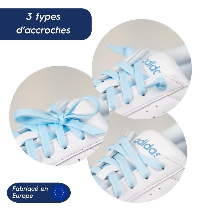 Lacets Élastiques Fins Pour Chaussures Baskets Sneakers Silicone - noir