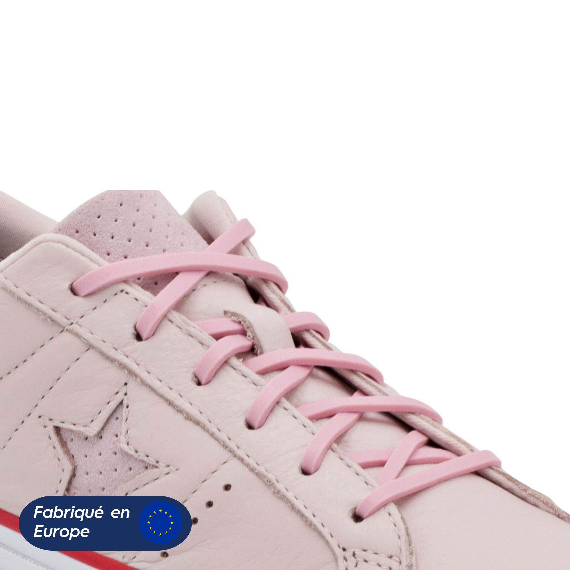 Lacets élastiques fins pour baskets sneakers silicone - rose 2/8