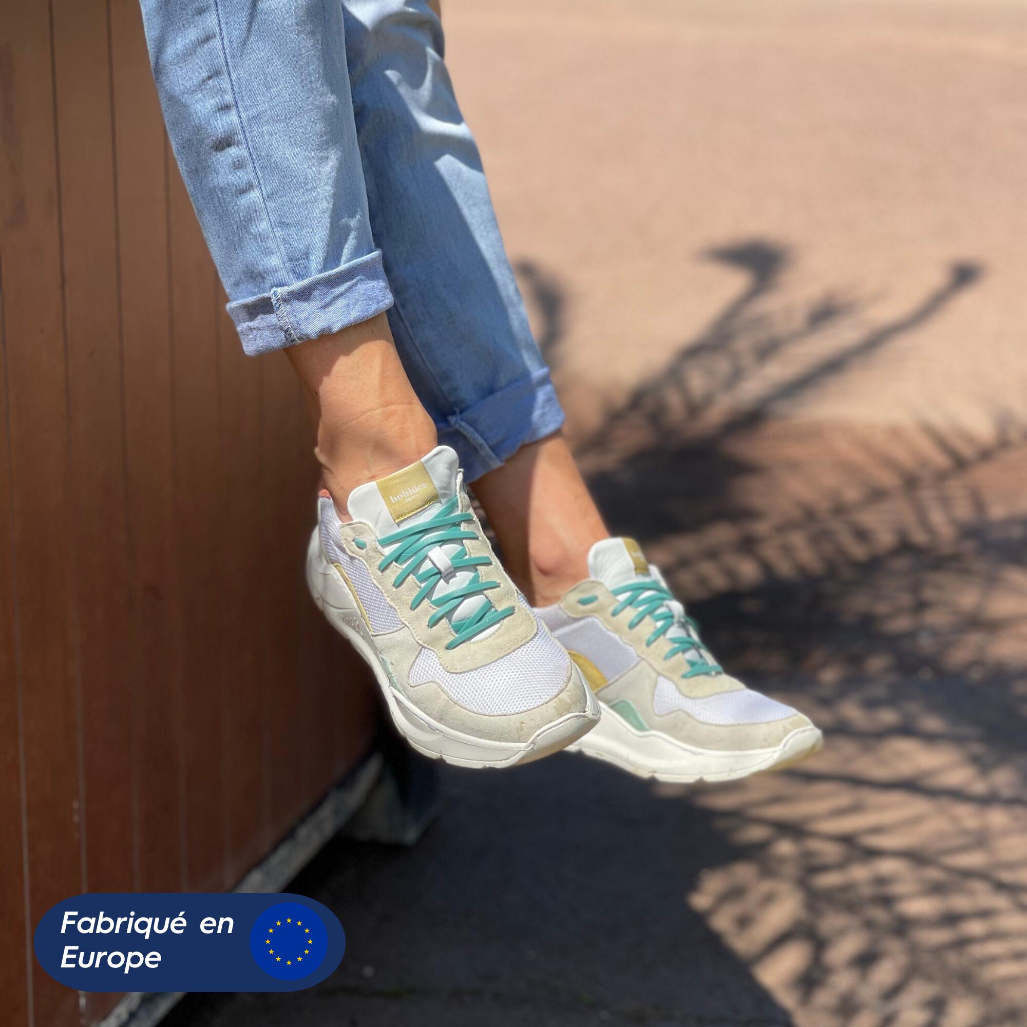 Lacets élastiques fins pour baskets sneakers silicone - vert caraïbes 3/8