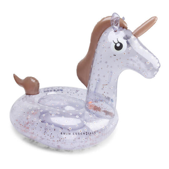 Licorne gonflable - Bleue - Fleur marguerite - 150 cm