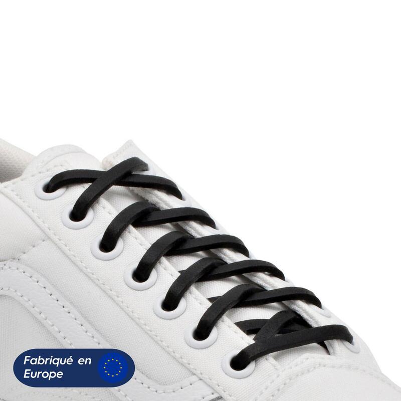 Lacets Élastiques Fins Pour Chaussures Baskets Sneakers Silicone - noir