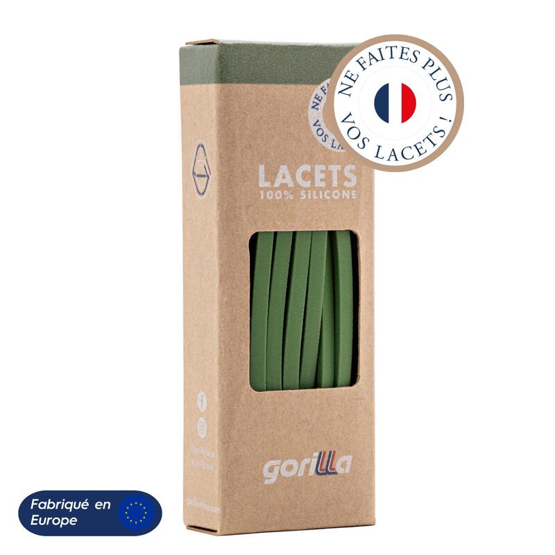 Lacets Élastiques Fins Enfant Auto-Serrants Sneakers Silicone - vert olive