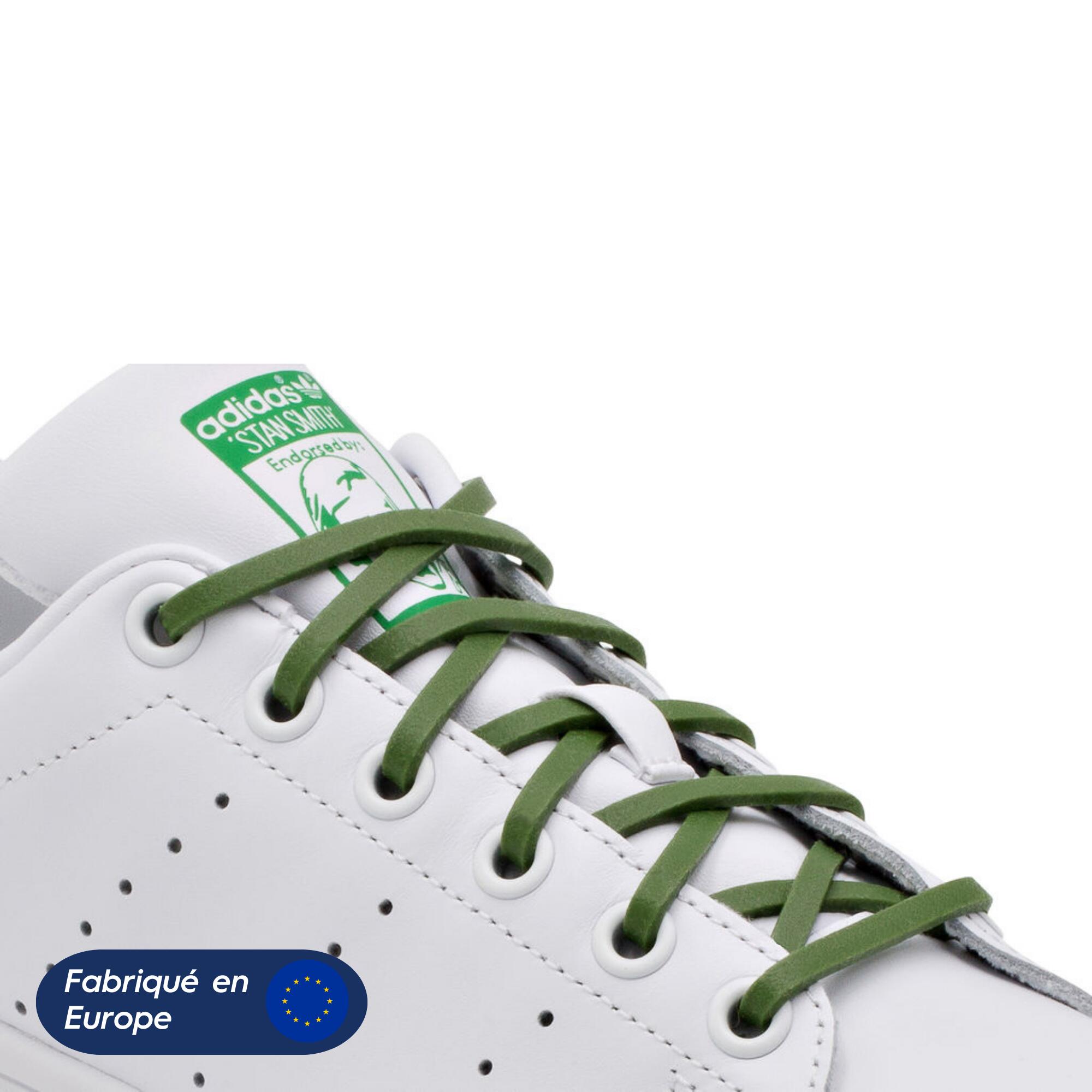 Lacets élastiques fins pour baskets sneakers silicone - vert olive 2/8
