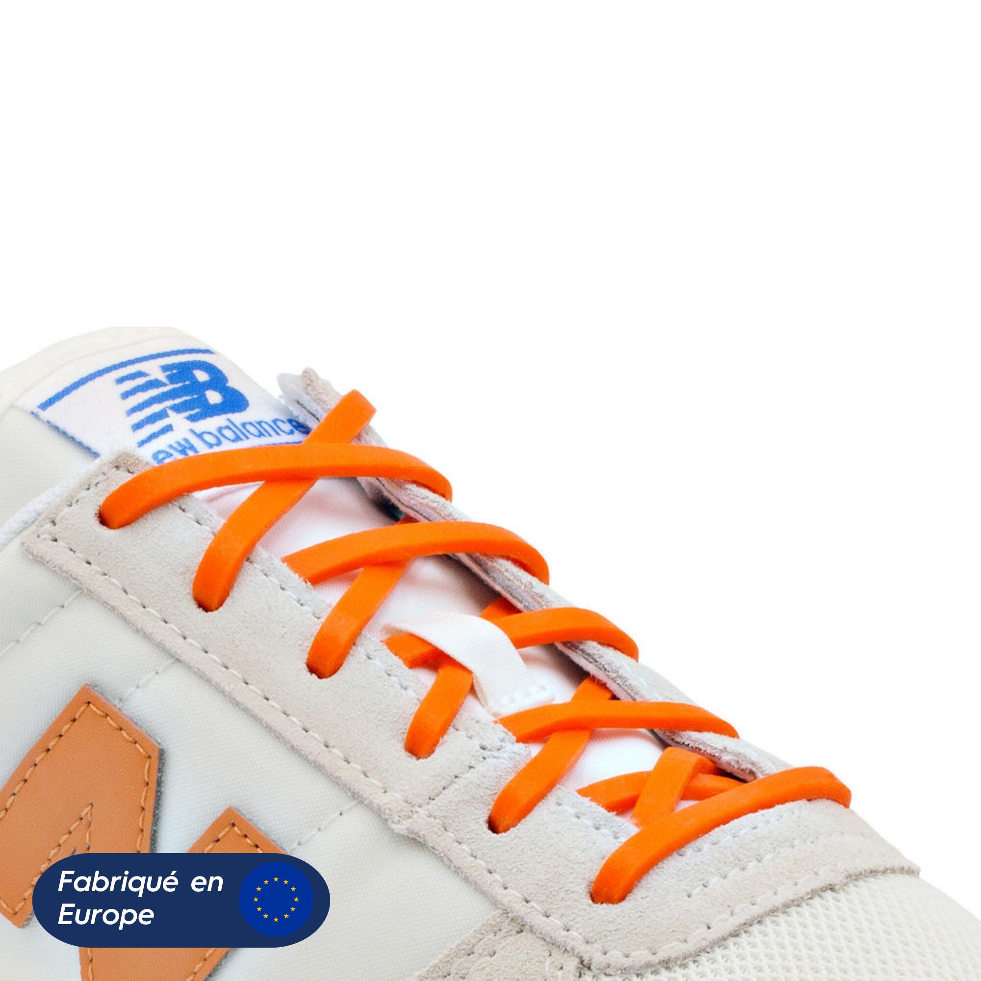 Lacets élastiques fins pour baskets sneakers silicone - orange 2/7
