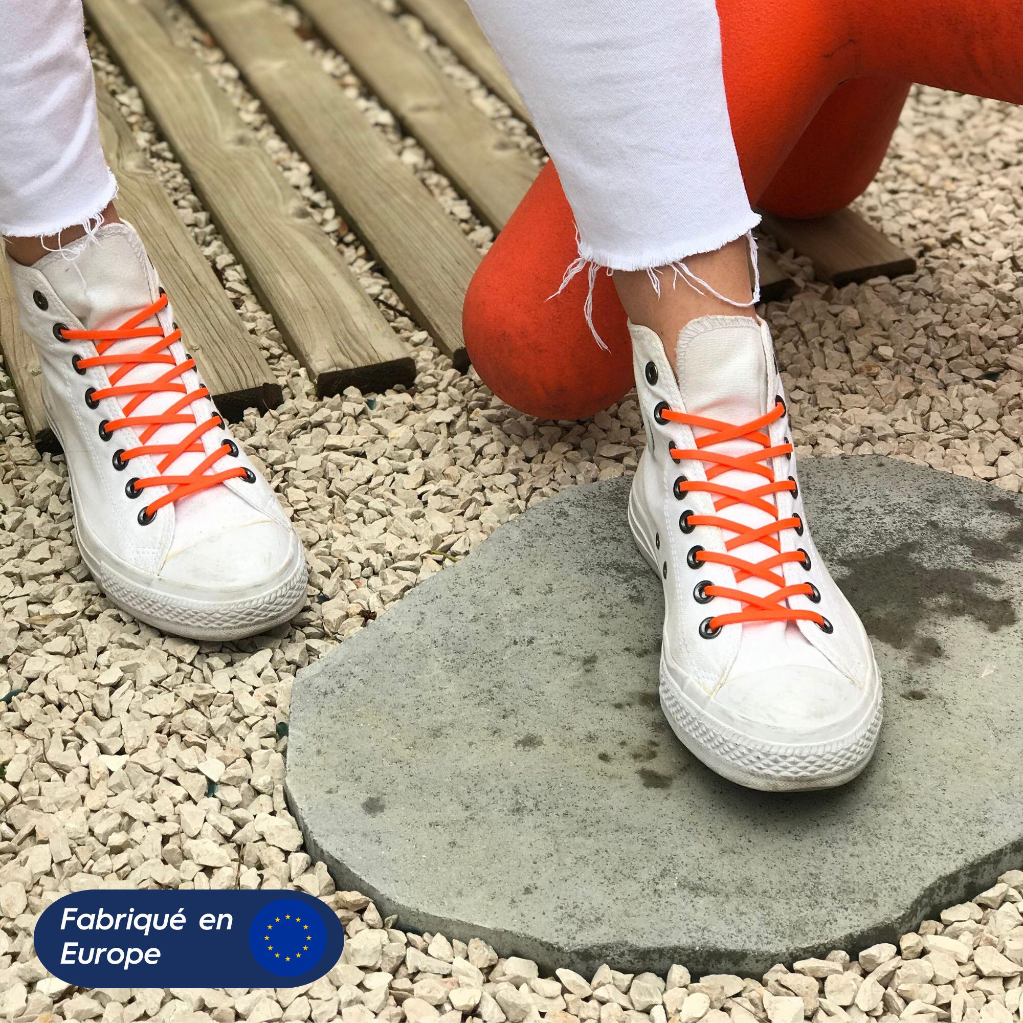 Lacets élastiques fins pour baskets sneakers silicone - orange 3/7