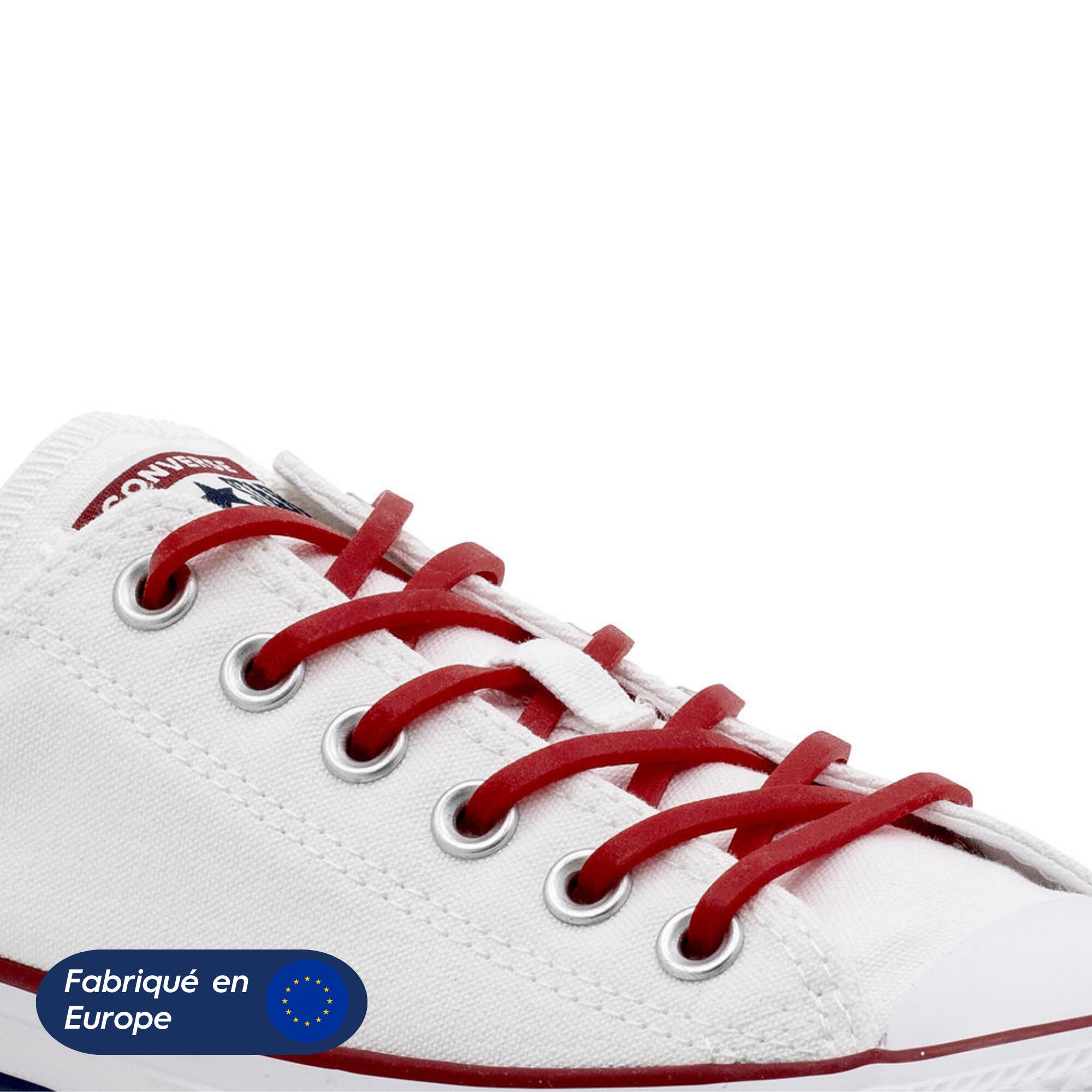 Lacets élastiques fins pour baskets sneakers silicone - rouge 2/8