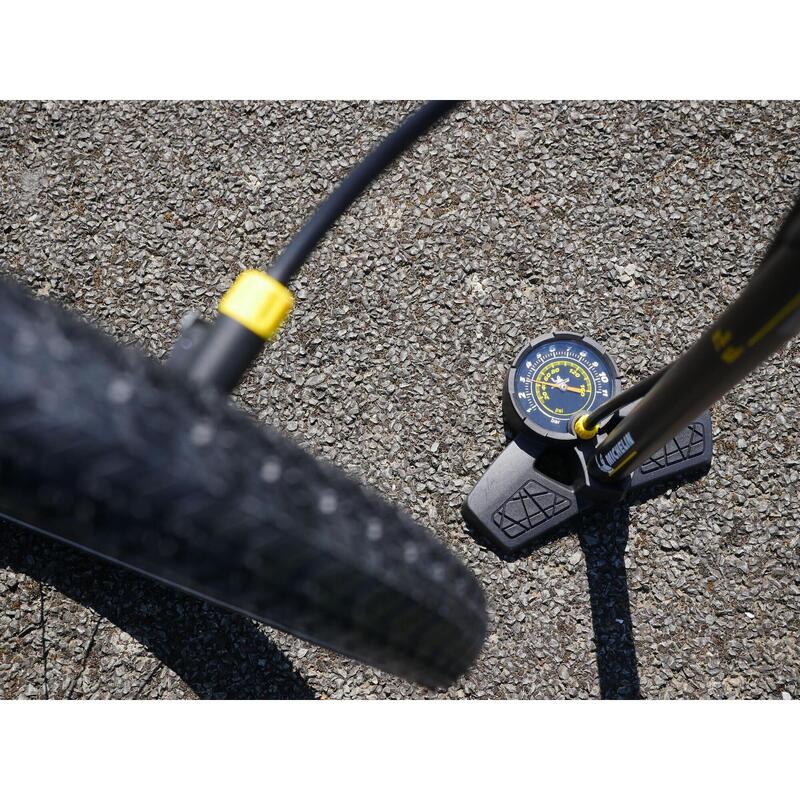 Pompe à Vélo à Pied Avec Manomètre - Haute Pression 160 PSI - Métal Noir 45 Cm